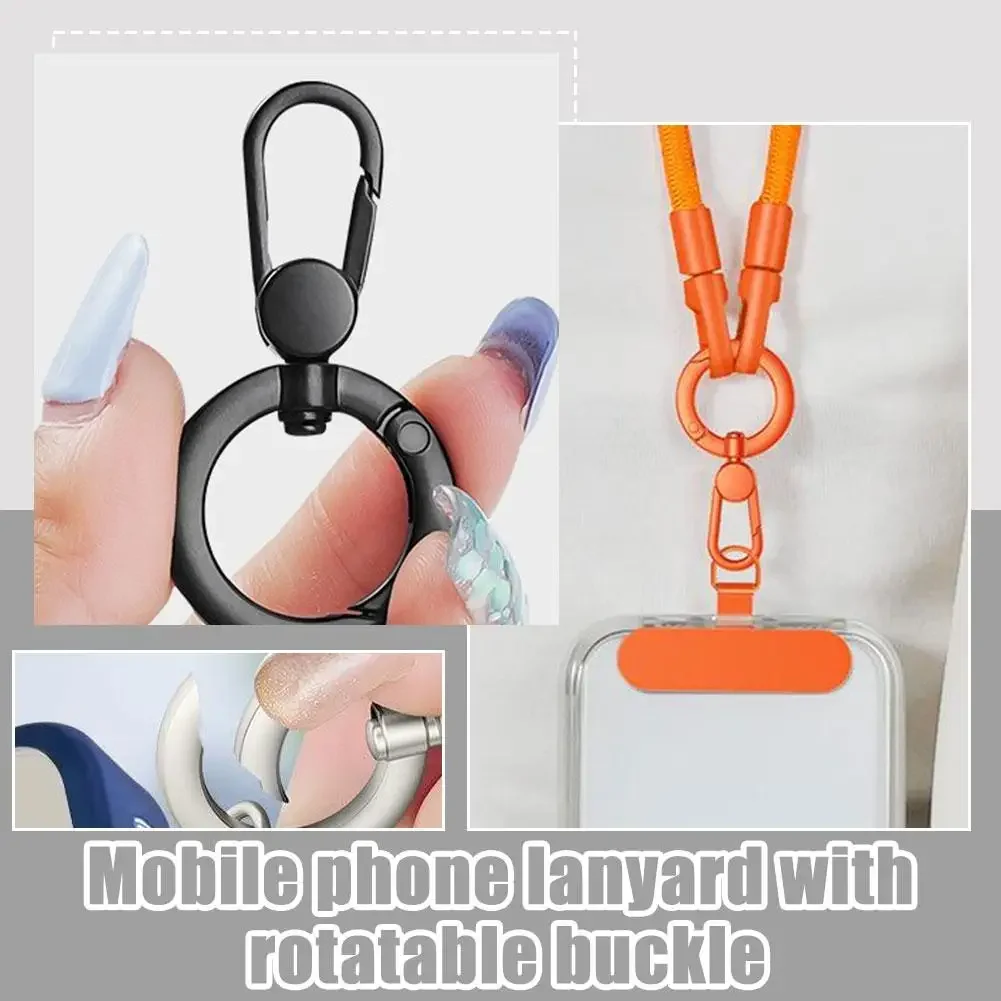 Rotatable Metal Phone Lanyard Connector with Steel Clip