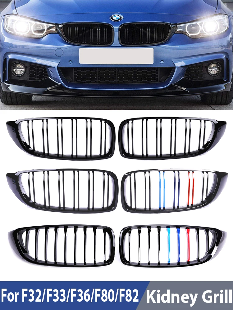 Vordere Stoßstange Niere Doppel latte glänzend schwarz Gitter für BMW 4er  Serie F32 F33 F36 F80 F82 2014-2018 m4 m Sport Kohle faser grill -  AliExpress