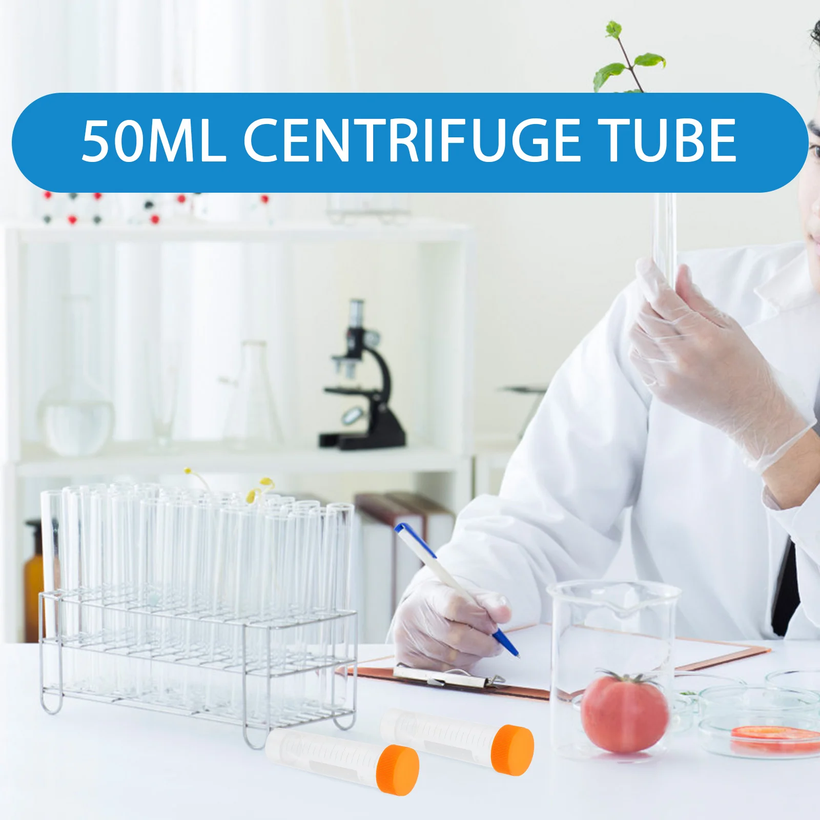 50 Pcs Test Tube Tubes for Plasma of Ml Laboratory Micro Flat Bottom 50ml Screw Port Scale Injection Screw Port Centrifuge Tube 