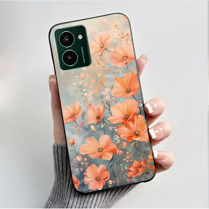 Luxury Fashion Butterfly Flower Painted Black Soft TPU Silicone Phone Case