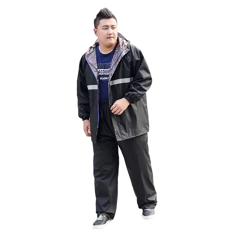 Large Plus-size Raincoat Men Rain Pants Set Double-layer Fat Man Raincoat Waterproof  Suit For Fishing Hiking Capa De Chuva Gift