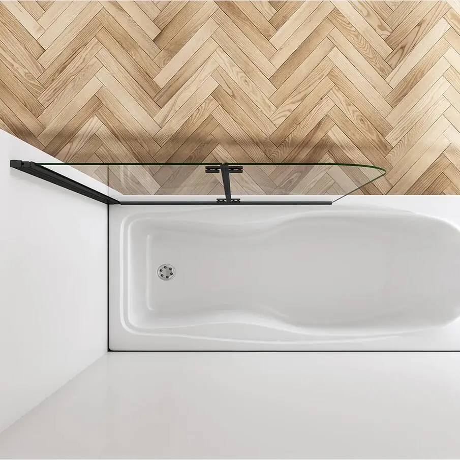 Mampara de bañera plegable con bisagra 2 hojas sin marco exterior, 6mm  cristal templado antical, aluminio cromado, 140x120cm