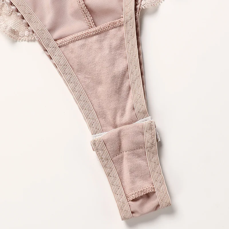 TECHOME Novo Bodysuit Europeu e Americano de Renda Sutiã e Calcinha Conjunto de Roupa Interior Feminina Calças T Sexy Seda Gelo V Profundo_voghion.com