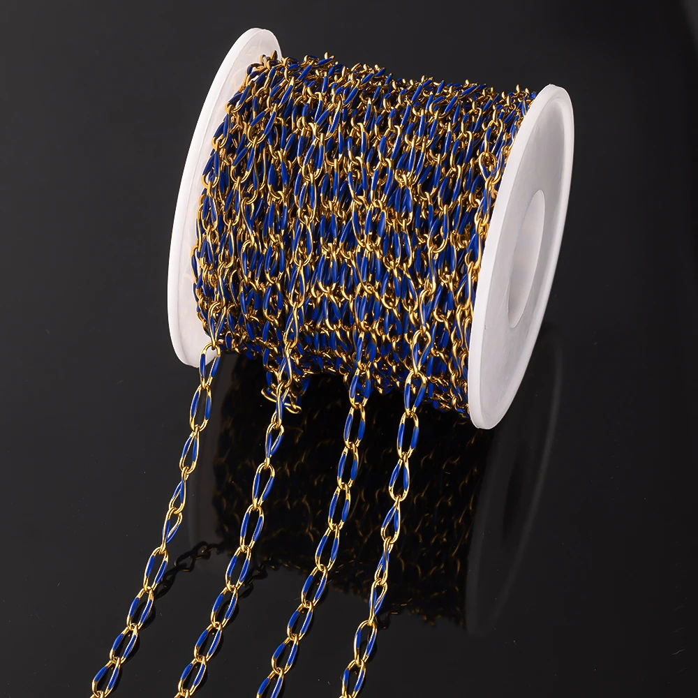 1 Meter vergoldete Edelstahl-Emaille-Ketten für Schmuckherstellung, DIY-Kabelketten für Schmuck, Halskette, Armbänder, Zubehör – Detail 7