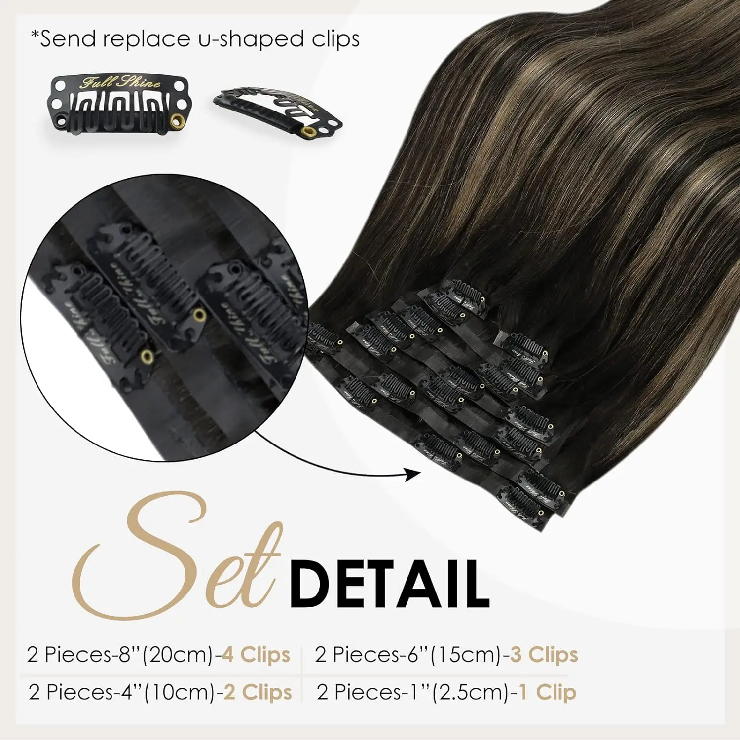 Full Shine Clip in Hair Extensions Human Hair 8Pcs 100G Seamless Clip In Human Extensions Ombre Blonde Color PU Remy Weft