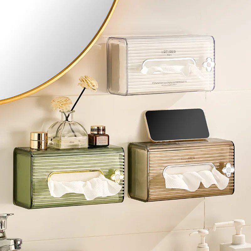 WallMounted Transparent Tissue Box Wet Wipe Holder Napkin Paper Case
