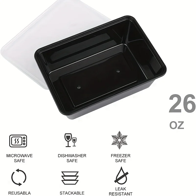 Meal Prep Containers Reusable Food Containers for Food Prepping BPA Free Plastic Box Dishwasher Safe Take-out Boxe 10/15pcs