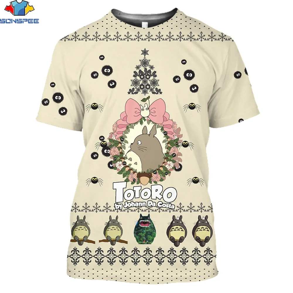 

SONSPEE 3D Printing Summer Unisex Japanese Totoro Anime Kawaii Round Neck Short Sleeve Casual Harajuku Sports Street Loose Tops