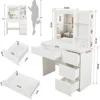 Makeup Vanity with Lights, 37inch Vanity Desk with Power Strip, 4 Drawers Makeup Table with Lighted Mirror, 3 Lighting Colors 5