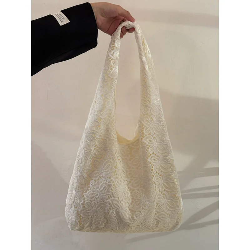 Rural Style Lace Tote Bag, New Large Capacity Commuting Shoulder Bag, Niche Versatile Tote Bag