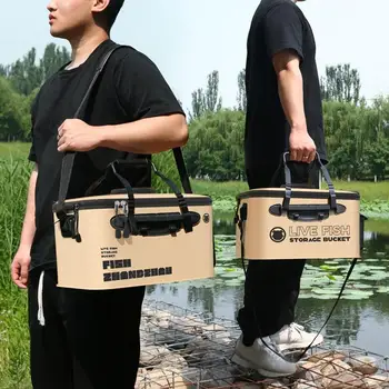 Folding Live Fish Bucket EVA Thickened Fishing Bucket Portable Water Tank Fishing Gear Live Fish Box Fishing Accessories Outdoor 4