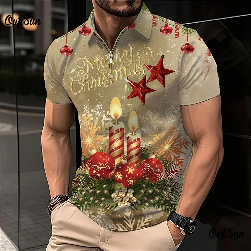 

Men's Christmas Simple Fashion Tops 3d Printed Christmas Party Tpos Men Short Sleeve Button Down Clothing Oversized Pullover