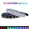 RGB LED Strip Light DC 5V 5050 Flexible LED Tape 50cm 1m 2m 3m 4m 5m 30Leds/m Lamp With 4pin Plug TV Backlight White/ Black PCB 2