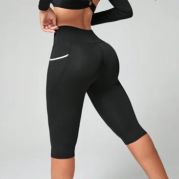 High Waist Yoga Pants Capri Leggings with Pockets for Women Tummy Control Workout Capri Leggings for Women 1