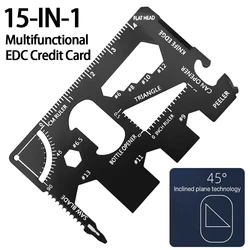 15 in 1  Pocket Tool Multifunction Credit Edc Outdoor Bottle Survive Gear Card Multi Multipurpose Gadget Camping Opener Wallet