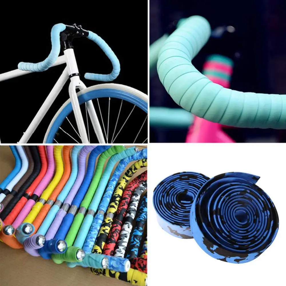 Handlebar Cycling Road Bike Sports Bicycle Rubber Tape Wrap 2Pcs with 2 Bar Plug