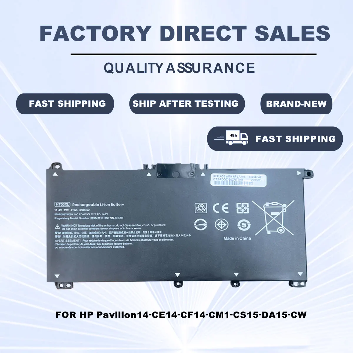 Ht03Xl Batteria Per Laptop Per Hp Pavilion Muslimexmuslimb 250 255 G7 Hstnn-Lb8L/Lb8M/Db8R