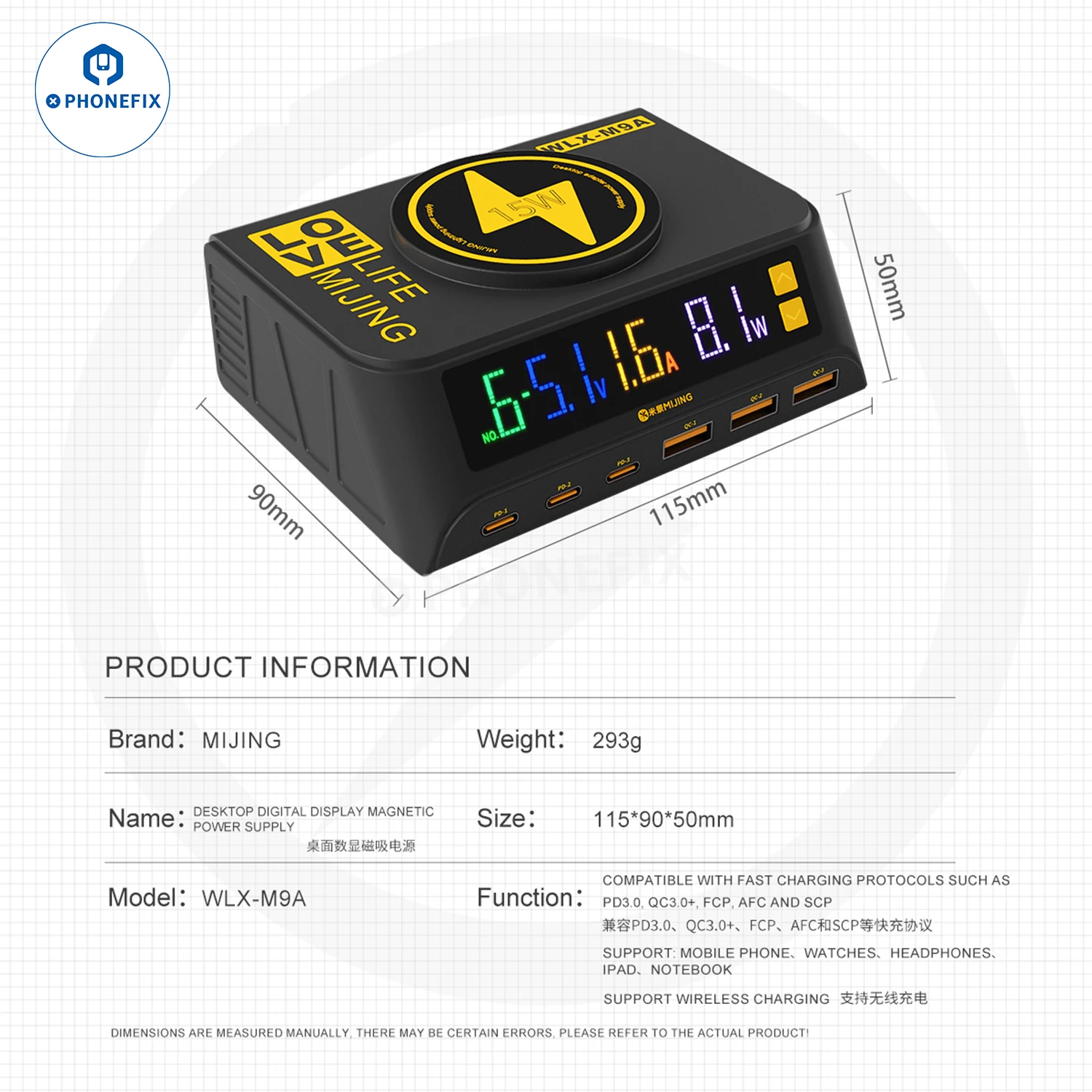 Mijing WLX-M9A Ʈ  , , Ｚ, ׳ƽ  , QC 3.0, LCD ÷,  USB  ̼, 110W