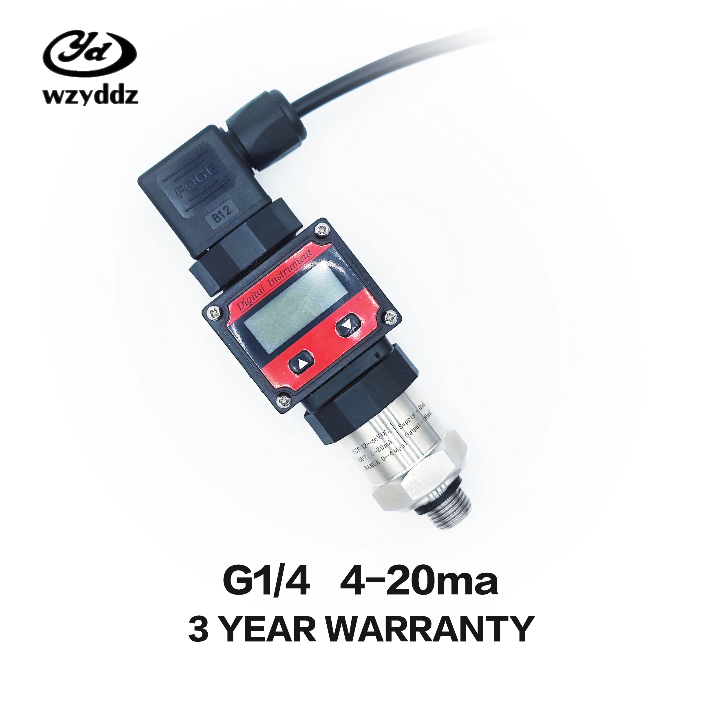 pressure transmitter with LED Display G1/4 12-36V 4-20mA 0.5% 0-600bar optional stainless steel pressure transducer sensor