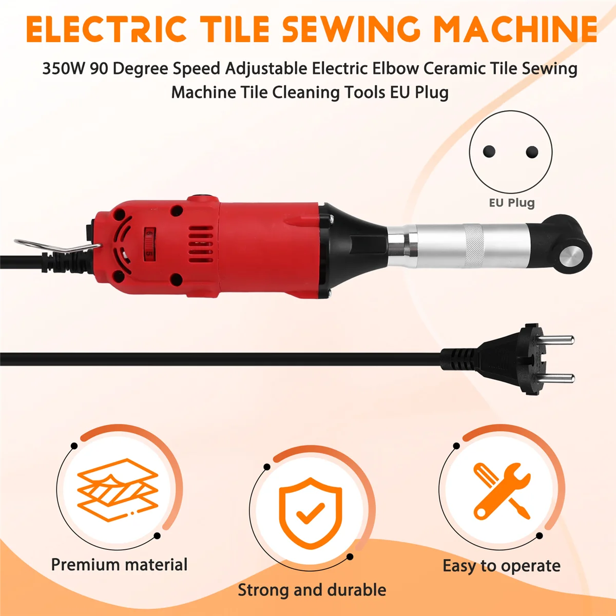 Electric Tile Cleaning Tools Y02A350W 90 Degree Speed Adjustable Electric Elbow Ceramic Tile Sewing Machine Tile Cleaning Tools EU Plug