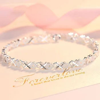 925 Sterling Silver Bracelets For Women Korean Designer Luxury XO Shape Adjustable Chain Bracelet Party Wedding Jewelry Gifts