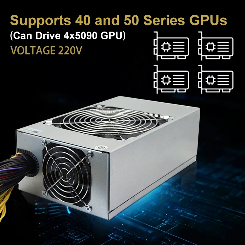220V 3600W ATX 전원 공급 장치, 완전 모듈식 PSU, AI 컴퓨팅 설계..