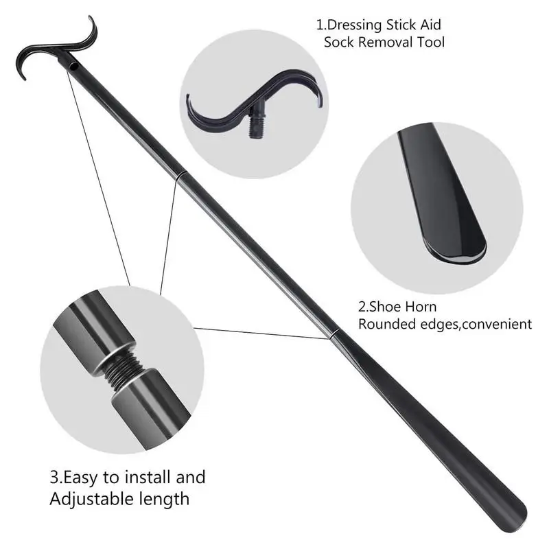 Elderly Sock Assistant Sock Puller Aid Put On Aid Puller Shoe Horn Function Detachable Dressing Hook For Inconvenient Legs