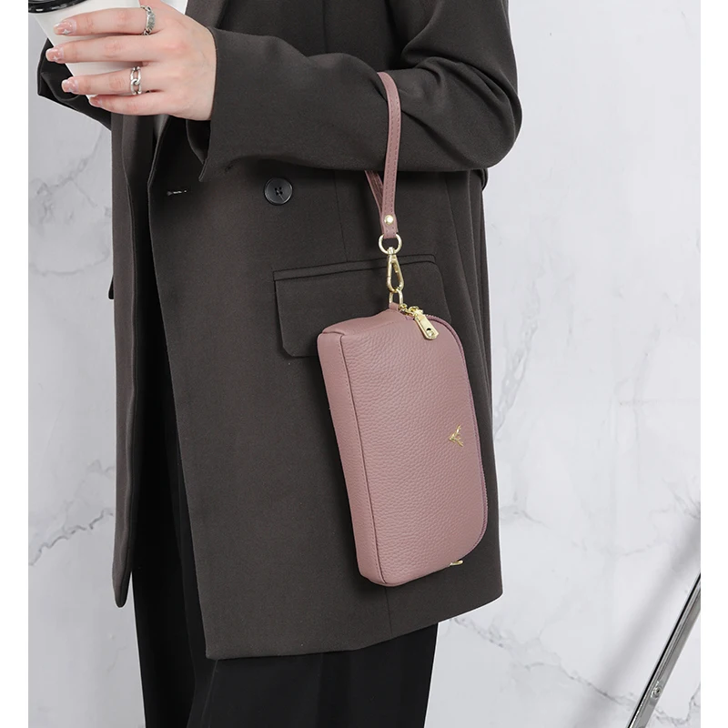 Elegant Double Zipper Leather Shoulder Handbag