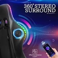 RGB Gaming Chair with Speakers Massage Computer Gaming Chair with LED Lights and Footrest High Back Video Game Chair 2