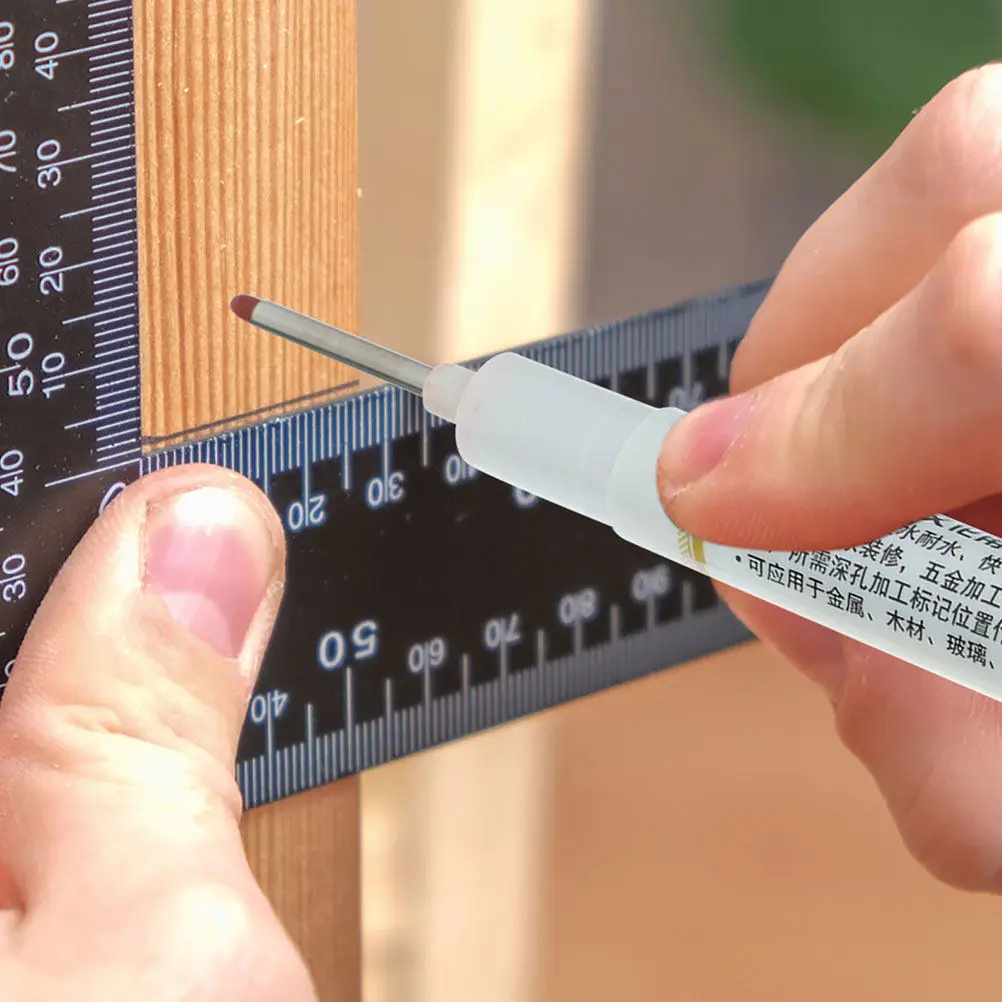 5개입 목공용 마커 펜, 긴 펜촉 디자인으로 깊은 구멍 표시 가능, 금속, 목재, 유리, 고무 등 다양한 표면 마킹
