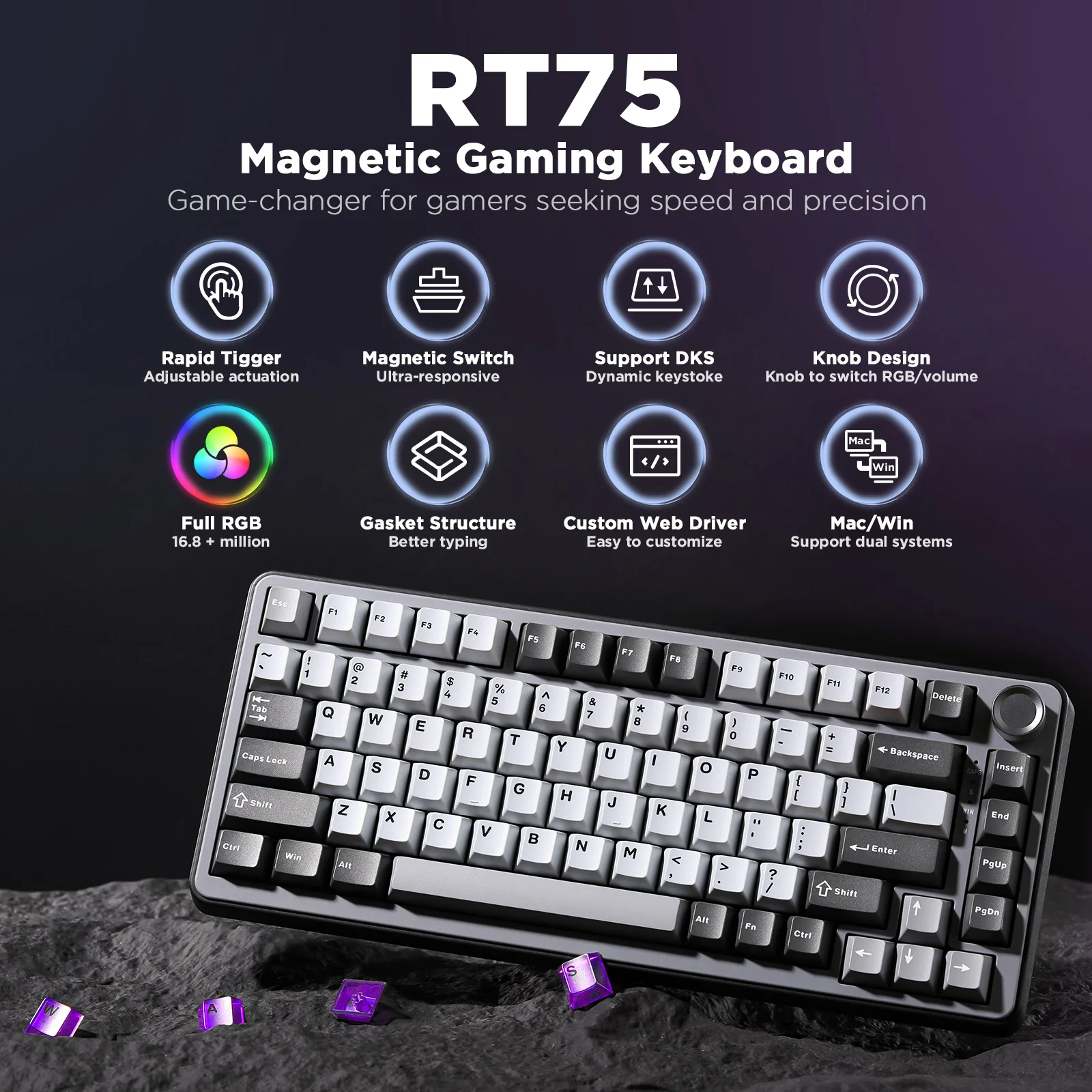 irok ND75 ゲーミングキーボード　ラピッドトリガーキーボード Amazon | IROK ND75 ラピッドトリガー 磁気スイッチ ゲーミング