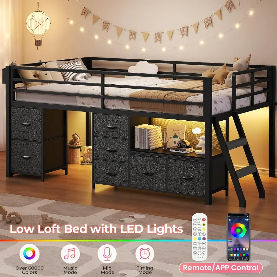 Twin Low Loft Bed with Storage 6