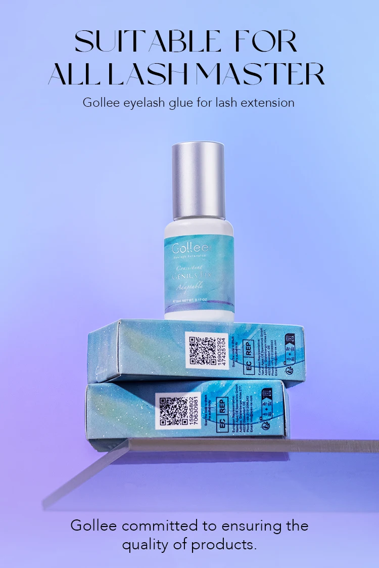 Gollee 0.5-1s Drying Glue for Eyelash Extensions 5ml Hypoallergenic Lashes Extension Glue Strong Glue False Eyelashes Supplies