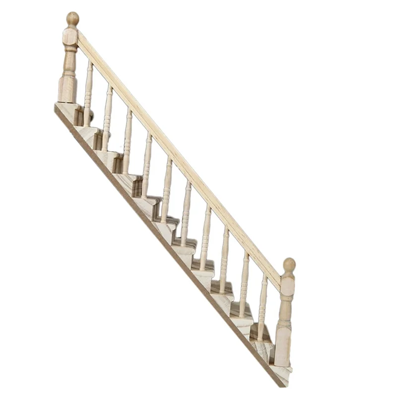 1:12 DIY Dollhouse Miniature Accessories Right Stairs Handrail Wooden Furniture Toy Children Gift Christmas Model 5