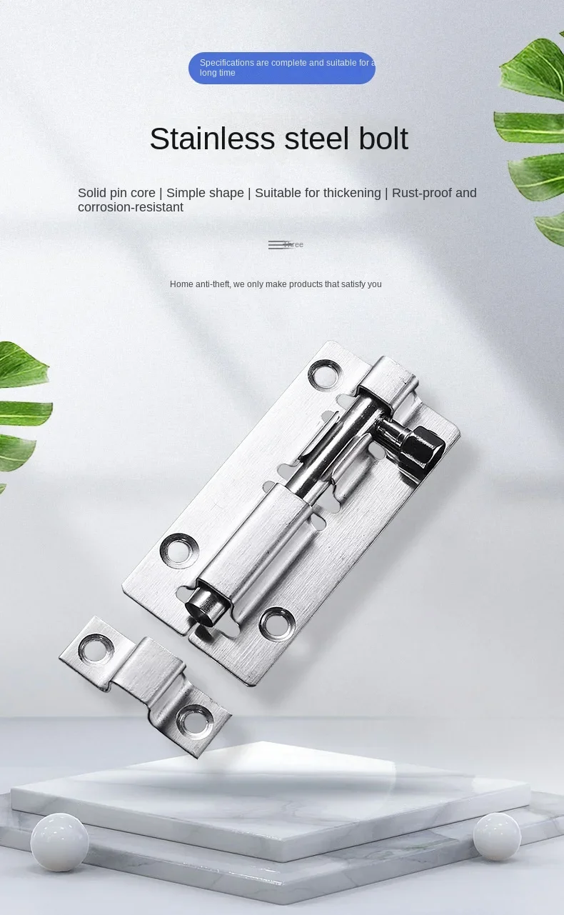 Description Picture 2 of itemBarrel Bolt  2/3/4/5/6/8 Inch Stainless Steel Door Latch Hardware for Home Hardware Gate Safety Door Bolt Latch Lock