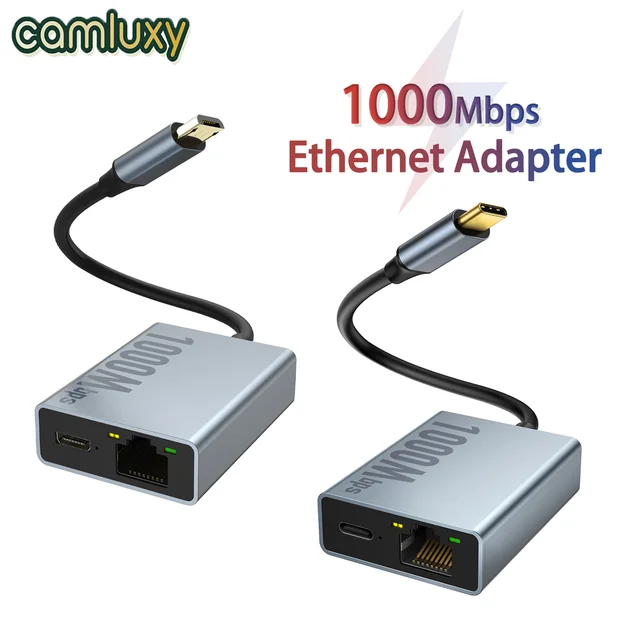 Camluxy 1000Mbps Network Card Type C Micro USB Ethernet Adapter for Chromecast 4K Google TV Smartphones Tablets Android Device