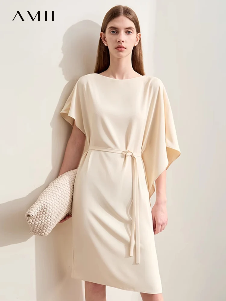 amii-minimalism-dresses-for-women-2024-summer-new-commuter-slash-neck-asymmetric-ruffle-sleeve-belt-loose-solid-dress-12422153