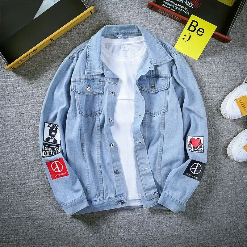 thumbnail image 1 of Abrigos vaqueros para hombre, chaqueta vaquera negra para hombre con agujero, otoño, invierno, 2024, prendas de vestir exteriores elásticas al precio más bajo, informal, nuevo, 1 of 5