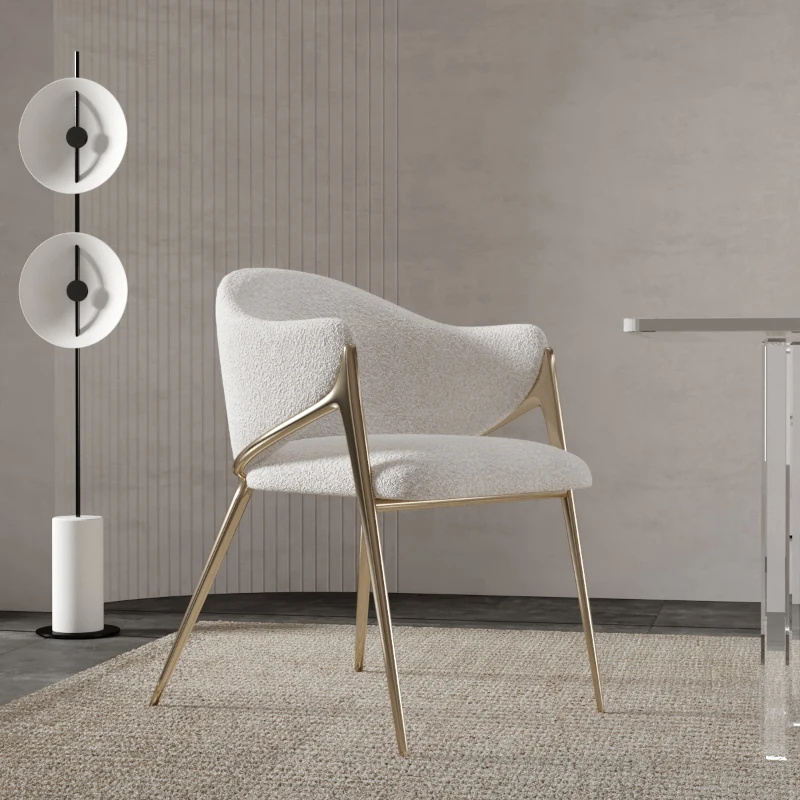 

White Nordic Living Room Chair Gold Colour Single Modern Bedroom Office Chair Arm Vanity Reading Chaise Lounges Home Home Decor