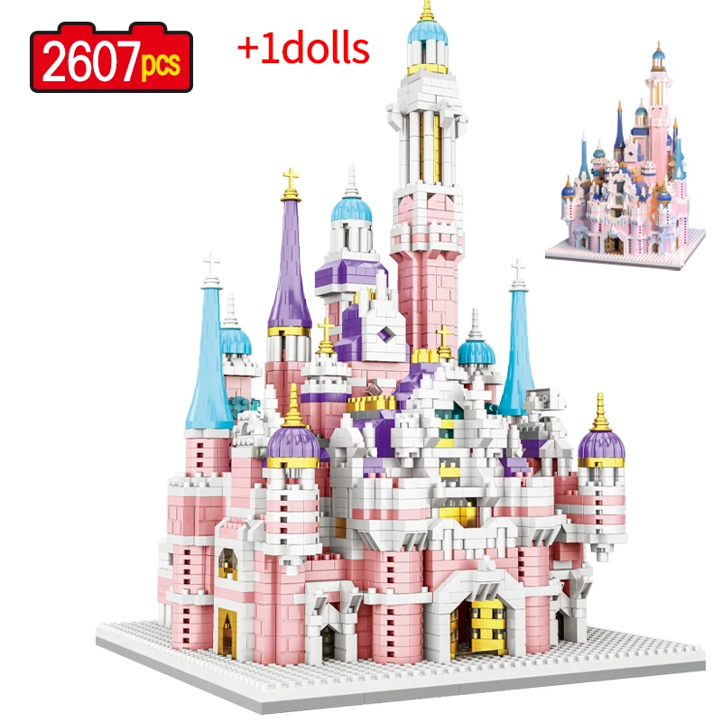 

2607 Pcs Mini City Pink Amusement Park Princess Castle Building Blocks Friends Dream House Figure Bricks Gifts Toys for Girls