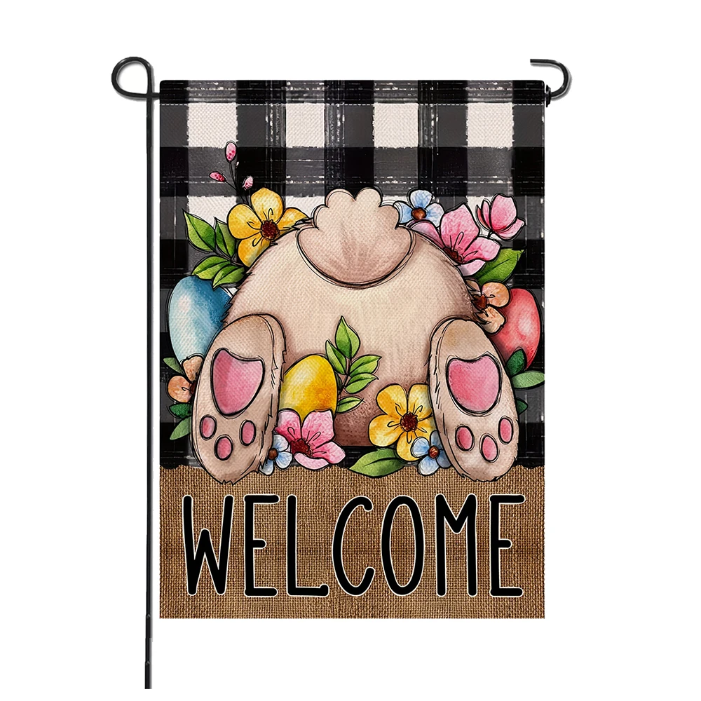 

Hello Spring Easter Garden Flag Welcome Easter Bunny Rabbit eggs flowers Garden Flag Easter Outdoor Yard Decor Easter Decoration