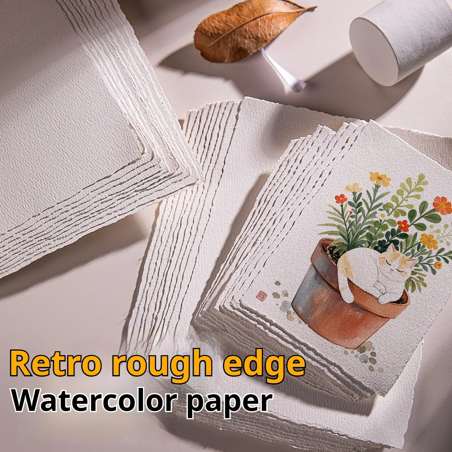 10 fogli di carta per acquerello in pasta di cotone A4/A5/A6 300 g/m2 carta da disegno per acquerello con bordo grezzo per la pittura materiale scolastico per studenti - immagine 2