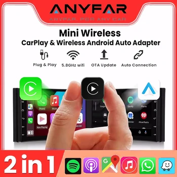 Dongle inalámbrico CarPlay 2 en 1, adaptador inalámbrico para Android Auto, caja inteligente AI, sistemas inteligentes para coche con CarPlay con cable 1