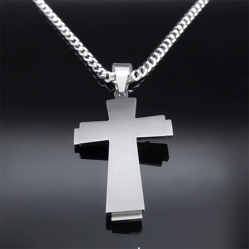 KSJEHW Collana Croce Uomo Acciaio Inossidabile Gesù Crocifisso Pendente Collana Con Catena Veneziana 61CM(Oro - Foto 8