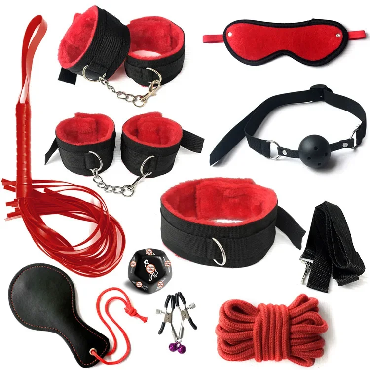 BDSM Kits Adults Sex Toys For Women Men Handcuffs Nipple Clamps Whip Spanking Sex Metal Anal Plug Vibrator Butt Bdsm Bondage Set