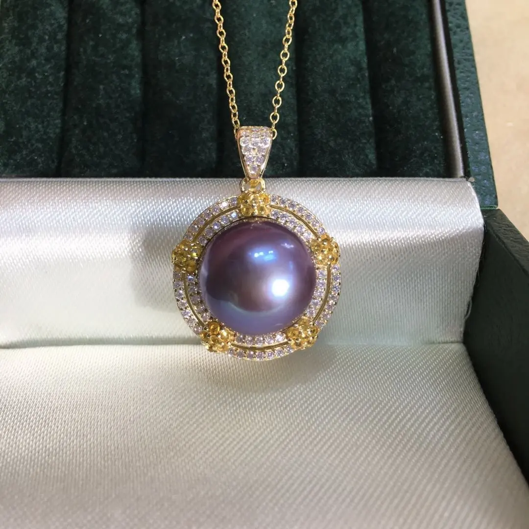 Elegant Purple Color Pearl Pendant Necklace Women Clavicle Chain Bridal Wedding Cute Statement Jewelry Gift for Girl