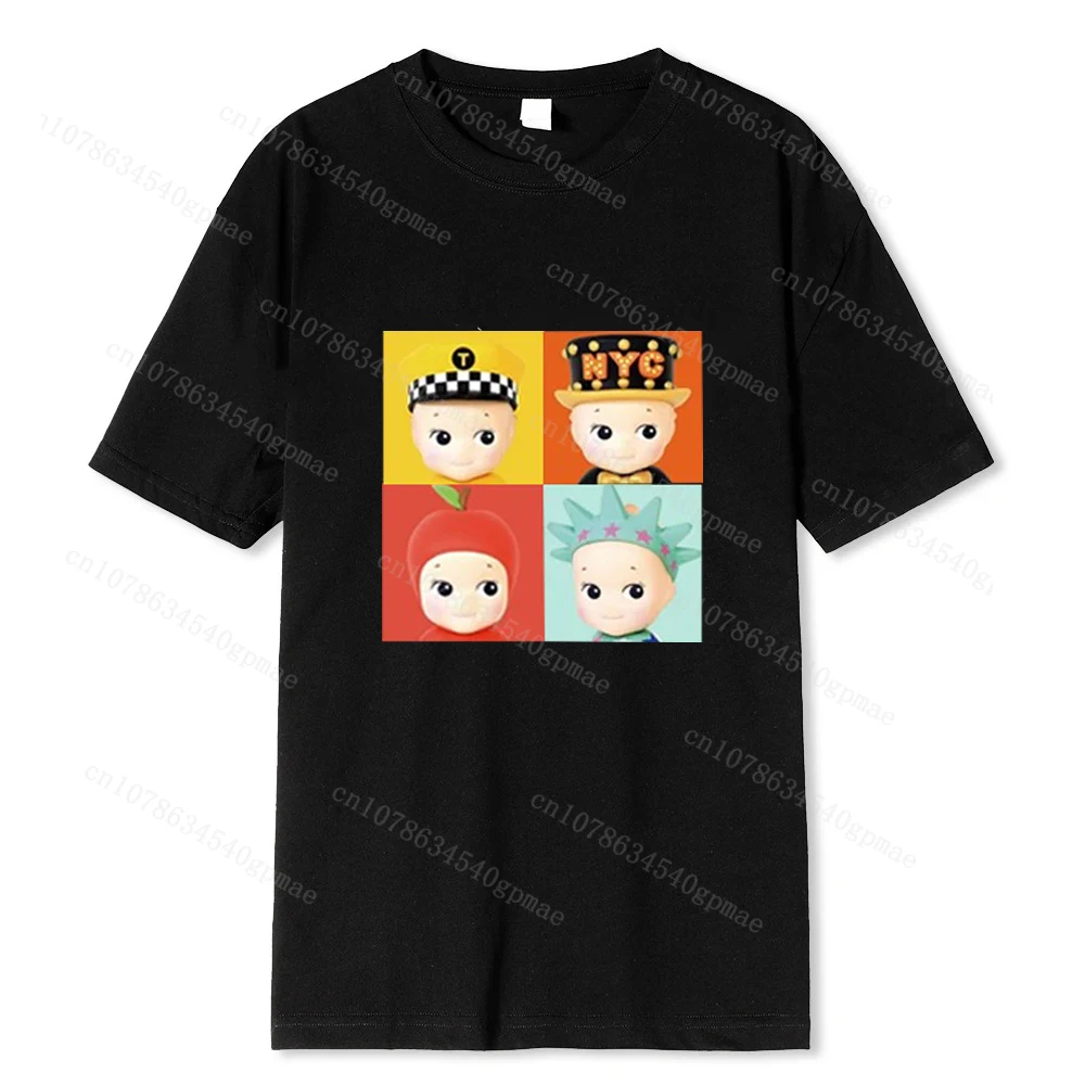 

Sonny Angel Cotton T-shirt Unisex Men Women Children Clothes Comfy Soft Black Valentine Doll Graphic Tops Cute Pink Print Tees