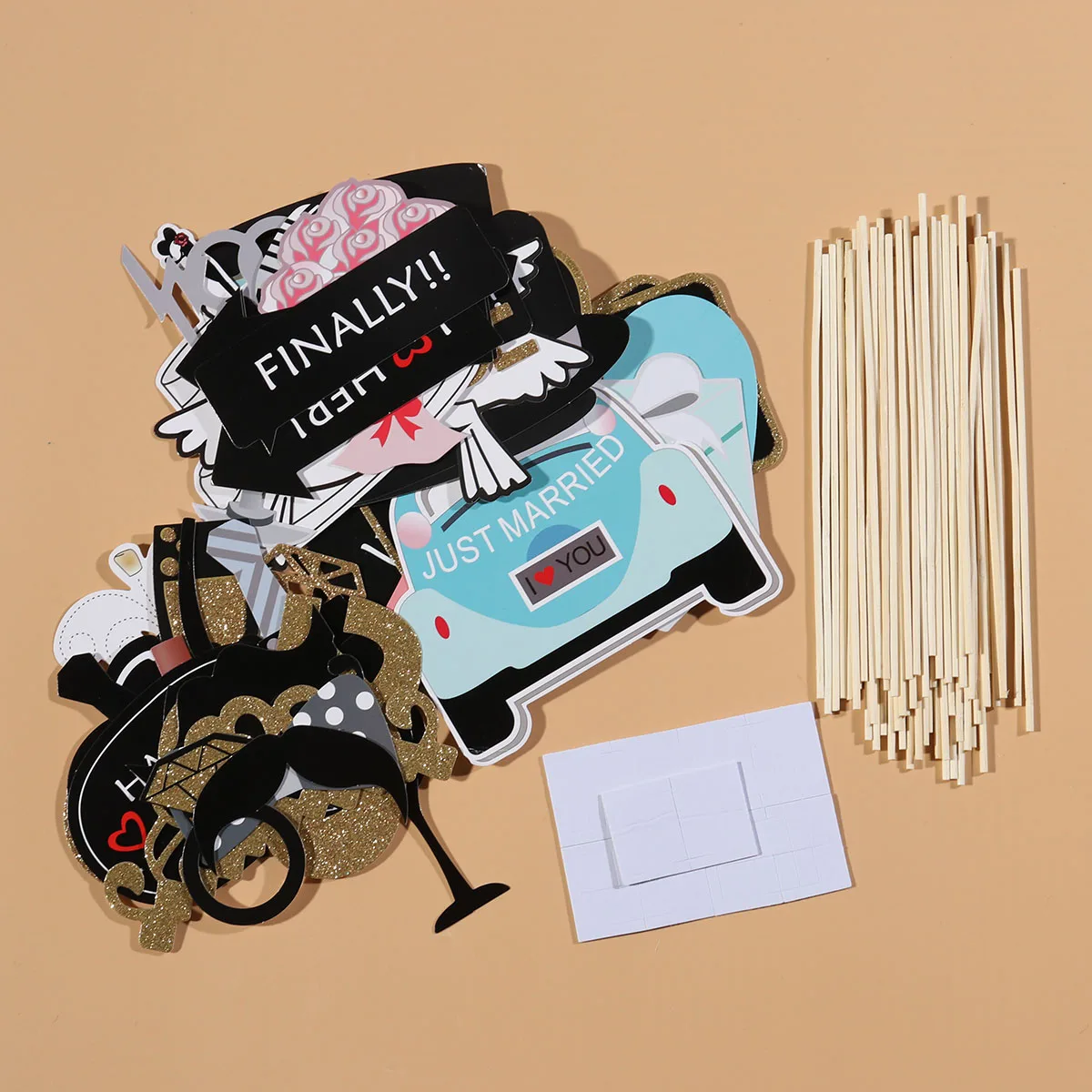 53pcs Wedding Party Photobooth Props Beard Lips Party Decorations Camera Cocktail Photo Booth Props
