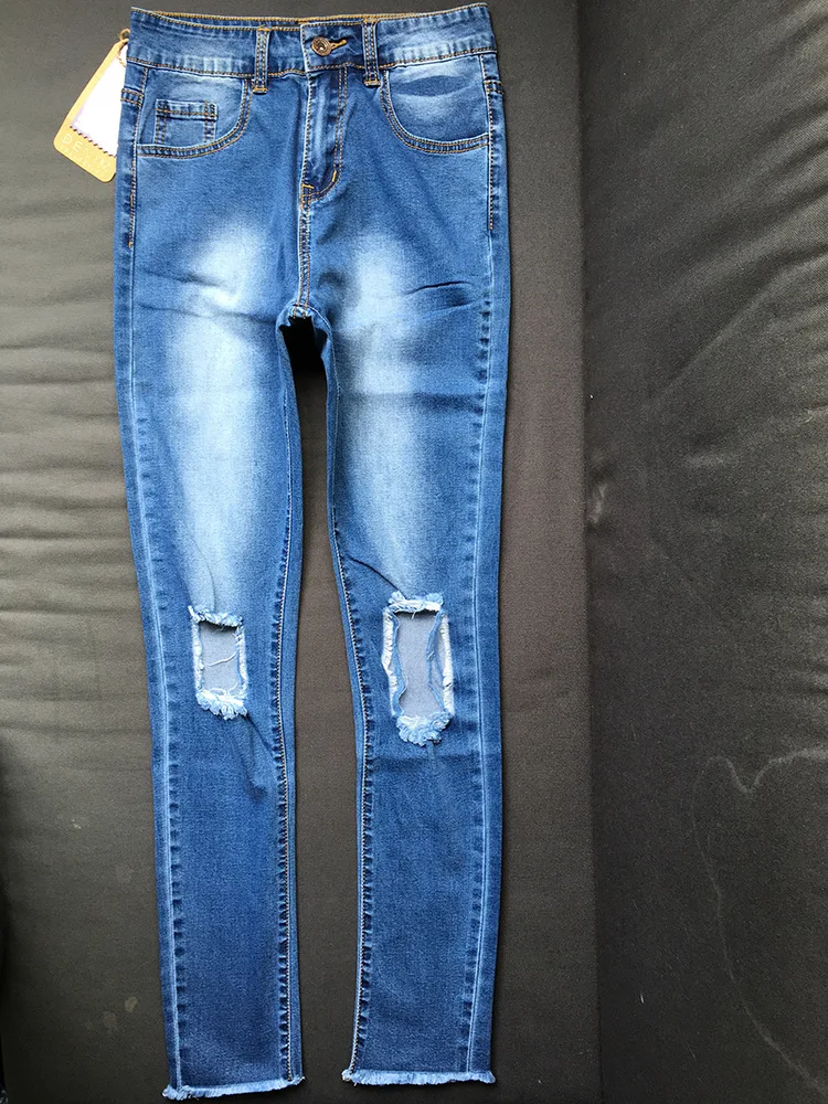 purple brand jeans Low Waist Denim Pants Women Tassel Irregular Big Hole Washed Skinny Pencil Pants Slim Fit Stretch Blue Denim Trousers Women hollister jeans