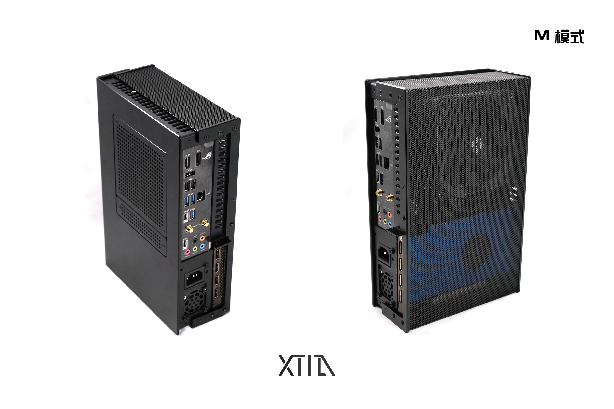 XSlim 미니 XTIA Xlim 확장 가능한 ITX 케이스, 휴대용 A4 미니 데스크탑 케이스, 선풍기 없는 블랙 섀시, 전원 공급 장치 제외